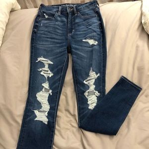 American Eagle Distressed Dark Wash Jeggings